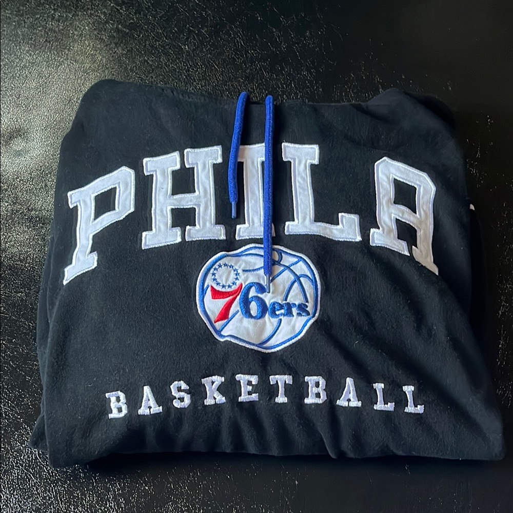 NBA 76ers Black Hoodie with Blue Accents